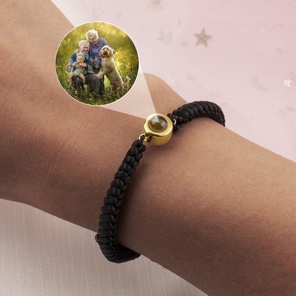 Personalisiertes Armband aus geflochtenem Seil mit Fotoprojektion