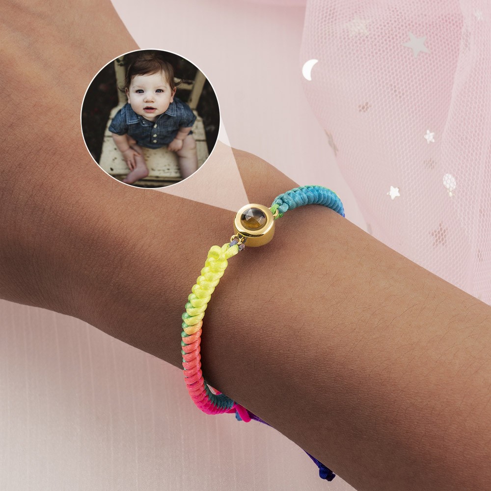 Personalisiertes geflochtenes Seil-Baby-Foto-Projektions-Armband