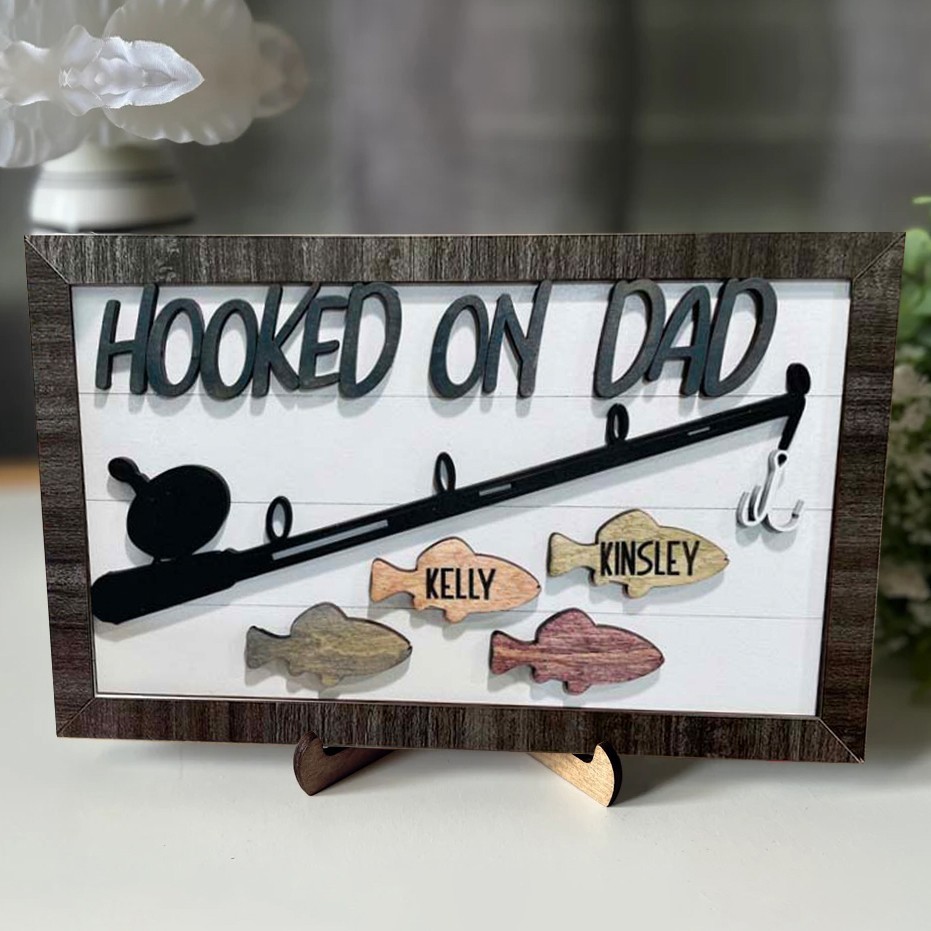 Handgefertigt Personalisierte Angelausflug Geschenk Hooked auf Opa Papa Vatertag Geburtstag Zeichen für ihn