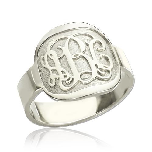 Personalisierter gravierter Monogrammring aus S925-Sterlingsilber