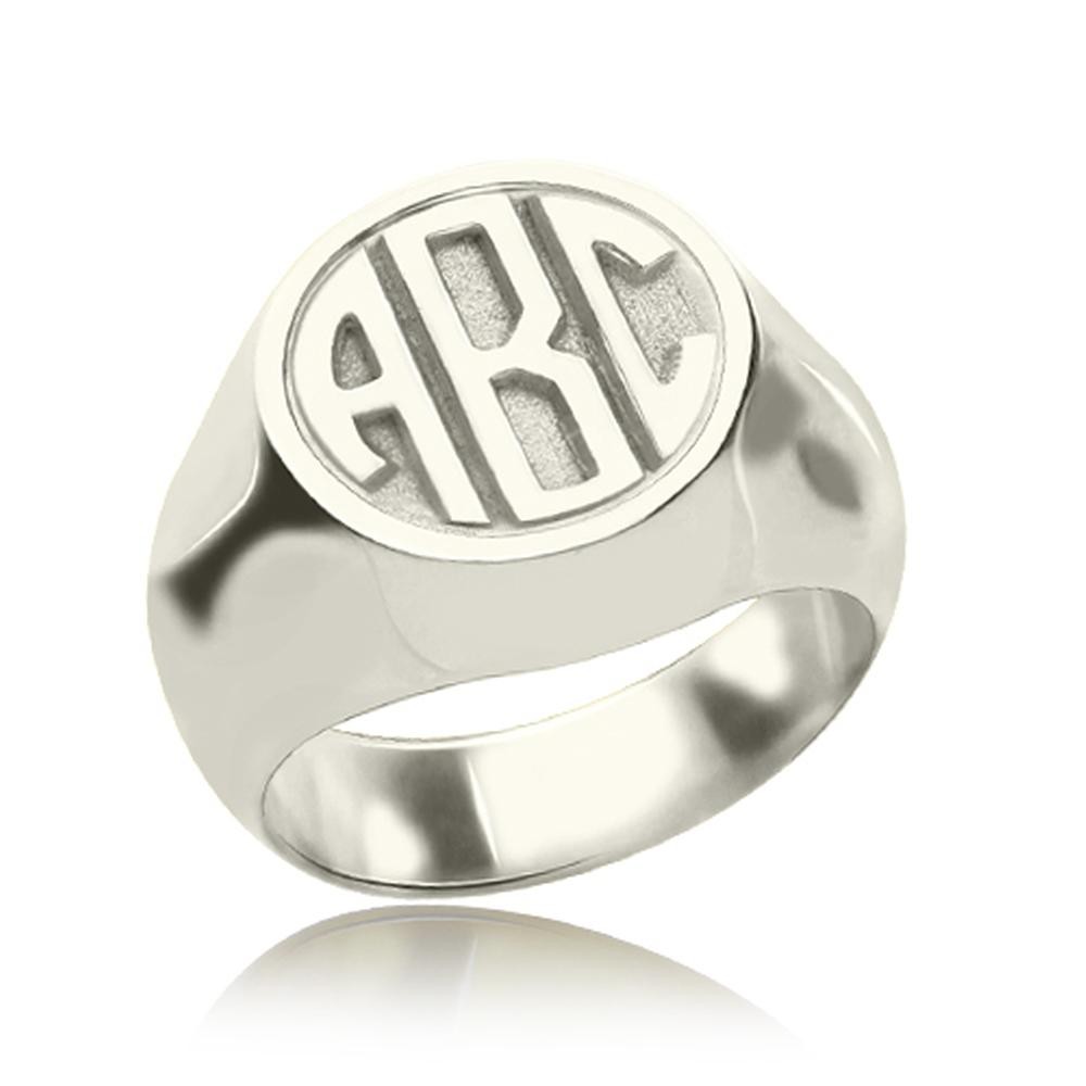 Personalisierter gravierter Monogrammring aus S925-Sterlingsilber