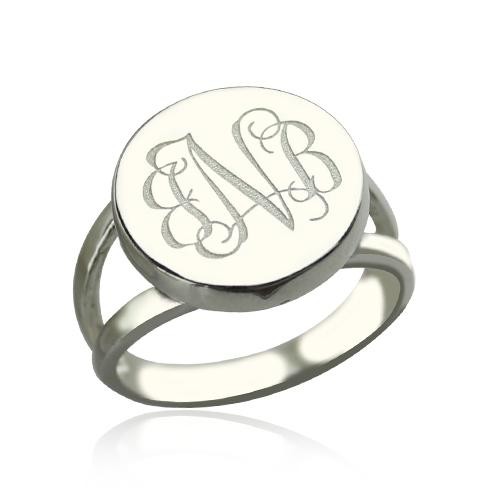 Personalisierter Monogramm-Ring aus S925-Sterlingsilber