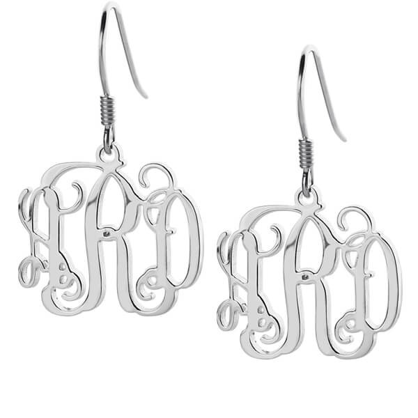 Personalisierte Sterling Silber Monogramm Ohrringe