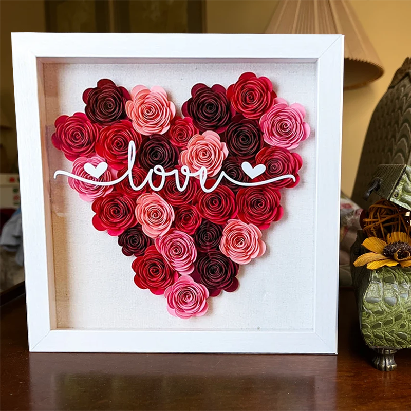 Liebesgeschenk Personalisierte Papierblume Rose Shadow Box Weihnachtsgeburtstagsgeschenk f