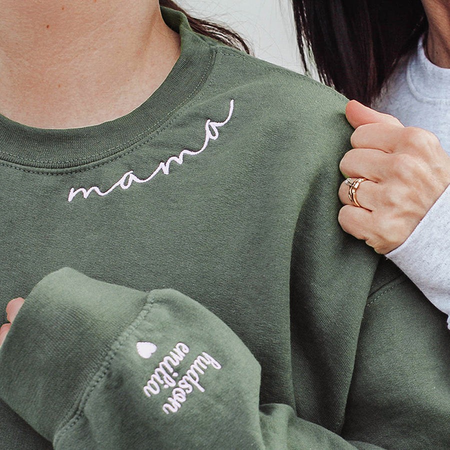 50% OFF benutzerdefinierte Mama bestickt Sweatshirt mit Kindernamen Weihnachtsgeschenk für Mama neue Mama