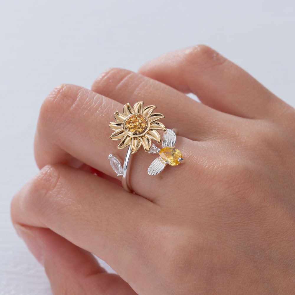 Sonnenblume Rotation Fidget Ring Geschenk f