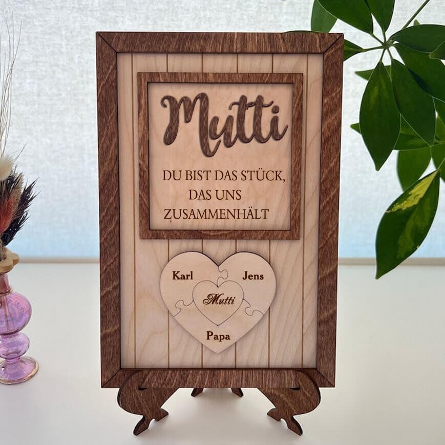 Personalisierte Mama, du bist das Stück, das uns zusammenhält 1-15 Puzzleteile Name Zeichen Muttertag Geschenk