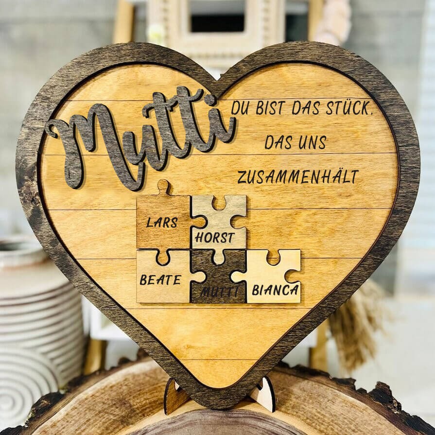 Personalisierte Mama, du bist das Stück, das uns zusammenhält 1-15 Puzzleteile Name Zeichen Muttertag Geschenk